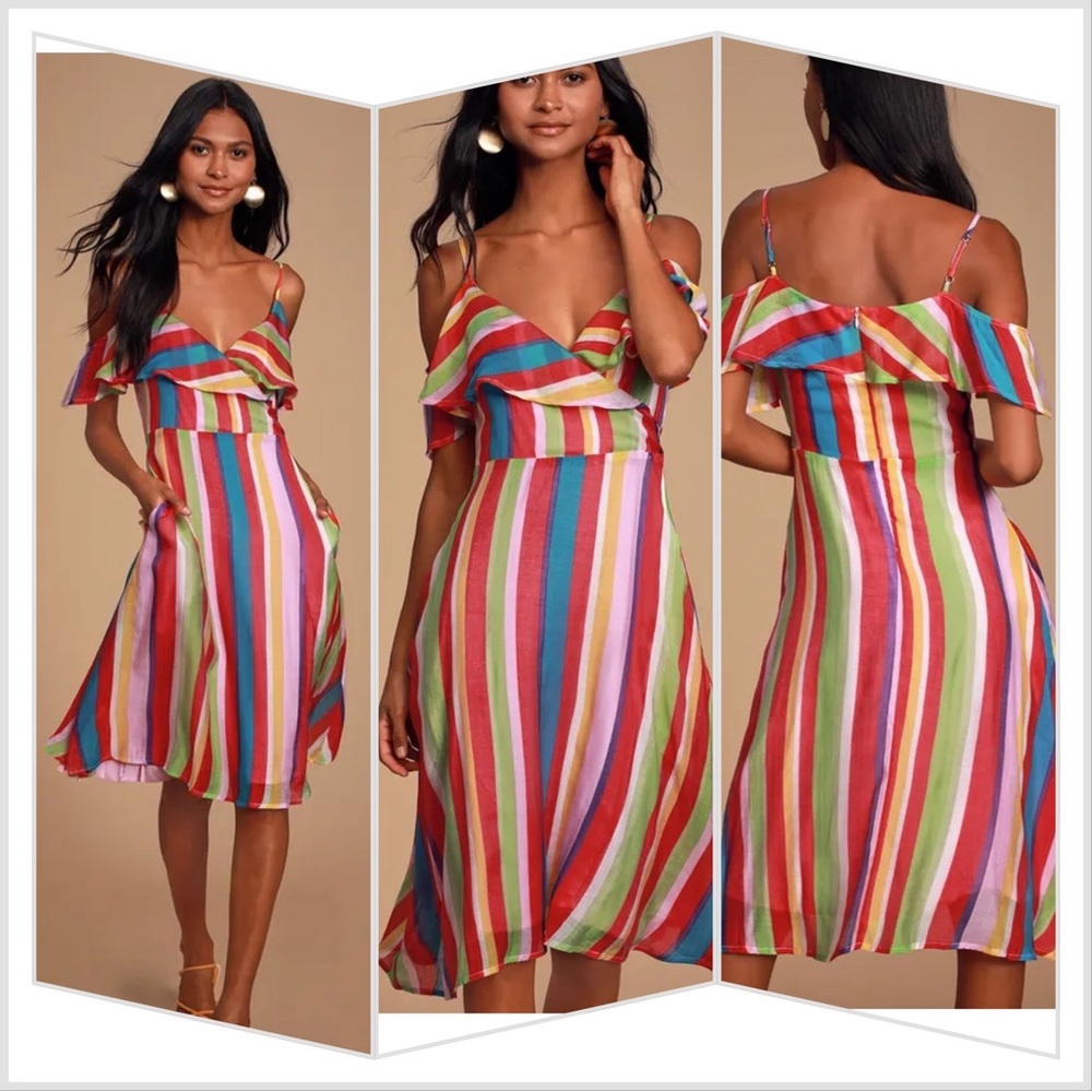 Lulu's Multicolor Striped Midi Dress